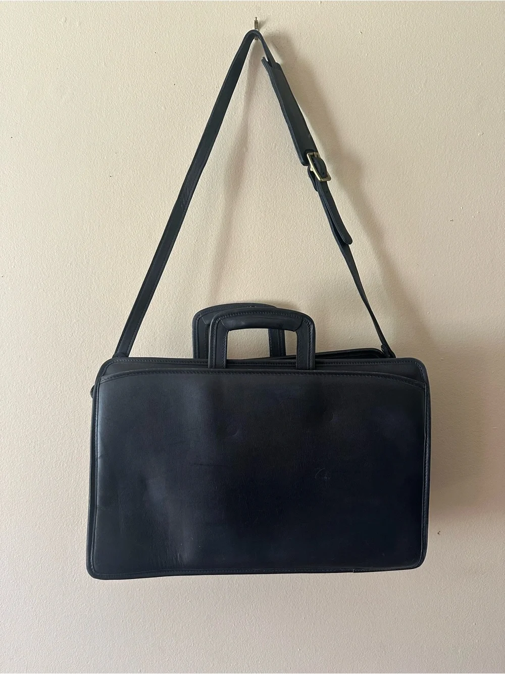 Jack Georges Authentic Belting Leather Professional Briefcase #9002 in Black